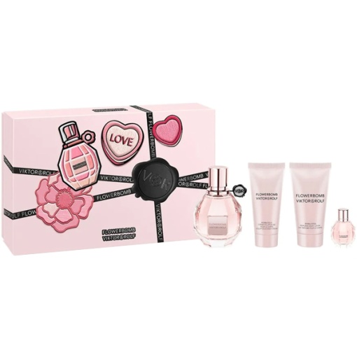 Viktor &amp; Rolf Flowerbomb Комплект (EDP 50ml + EDP 7ml + Body Cream 40ml + BL 50ml) за Жени - Img 1