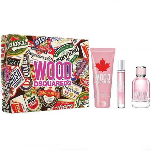 Dsquared2 Wood for Her Комплект (EDT 100ml + EDT 10ml + SG 150ml) за Жени - Img 1