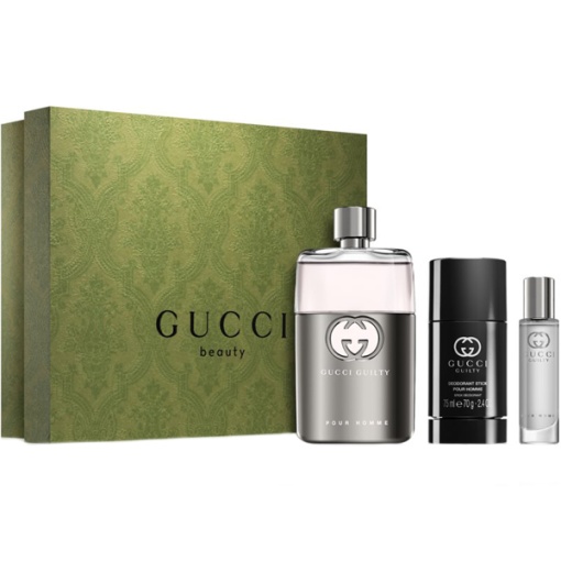 Gucci Guilty Pour Homme Комплект (EDT 90ml + Deo Stick 75ml + EDT 15ml) за Мъже - Img 1