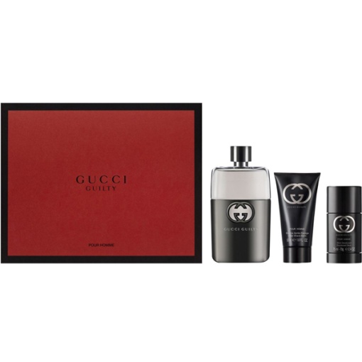 Gucci Guilty Pour Homme Комплект (EDT 90ml + After Shave Balm 50ml + Deo Stick 75ml) за Мъже