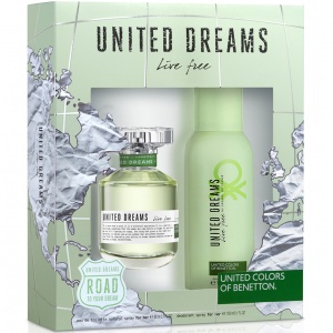 Benetton United Dreams Live Free Комплект (EDT 80ml + Deo Spray 150ml) за Жени