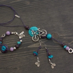 Bicycle Necklace, Bracelet & Earrings Set