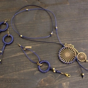 Retro Bicycle Bracelet, Necklace & Earrings Set