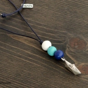 Women's Necklace & Earrings Set Paper Boats - Img 4