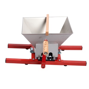 Manual fruit crusher with rollers and stainless steel bowl