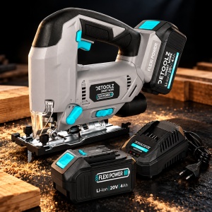 PACHET PROMO: Fierastrau pendular Detoolz FlexiPower + acumulator + incarcator