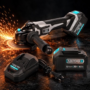 PACHET PROMO: Polizor unghiular Detoolz FlexiPower + acumulator + incarcator