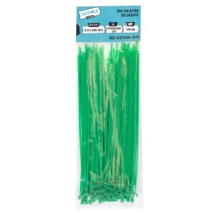 Set 100 bride plastic Detoolz 2.5x200mm, protectie UV, VERDE