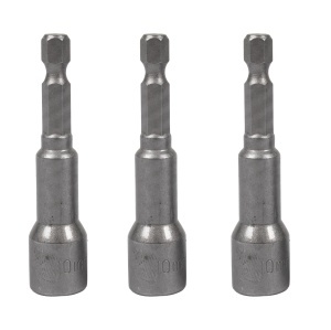 Set of 3 hexagonal socket sockets, 1/4"–10 mm × 65 mm, MAGNET