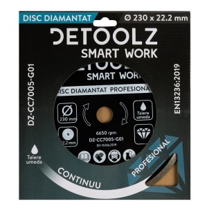 Disc diamantat continuu Detoolz 230x22.2mm, taiere umeda - Img 3