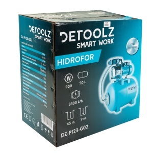 Hidrofor Detoolz 0.9 kW, debit maxim 3300l/h, inaltime maxima pompare 45m, corp pompa inox, butelie 50L - Img 5