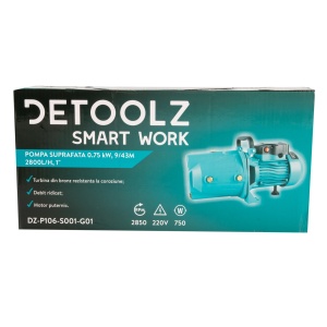 Pompa de suprafata Detoolz, 0.75 kW, debit maxim 2800 l/h, inaltime maxima de pompare 43m, corp pompa fonta - Img 12