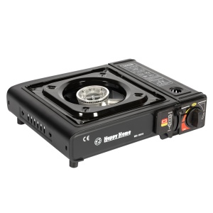 Portable camping stove with piezo ignition