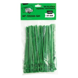 Set 50 coliere Micul Fermier, reglabile/reutilizabile, lungime 137 mm, verde