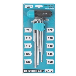 Set chei imbus Detoolz, 10 bucati, maner T, dimensiuni 1.5mm/2mm/2.5mm/ 3mm/4mm/5mm/6mm/8mm/9mm/10mm, material Cr-V