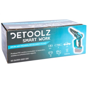 Detoolz 20V cordless mini chainsaw, angled - Img 13