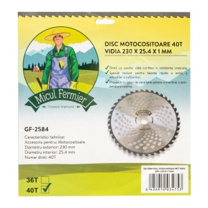 Disc motocoasa Micul Fermier, 40T, vidia, grosime 1mm, Ø230mm - Img 5