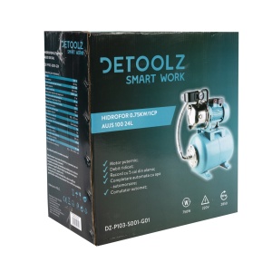 Hidrofor Detoolz 0.75 kW, debit 3300l/h, inaltime de pompare 45m, carcasa pompa inox, volum butelie 24 litri - Img 3