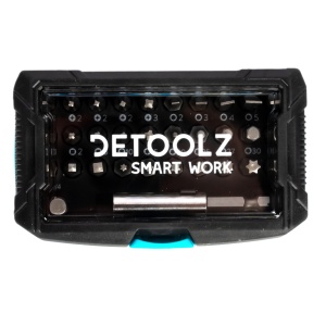 Set biti Detoolz, 32 de piese, cu prelungitor magnetic, material Cr-V - Img 4