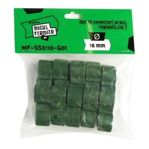 Set of 10 adjustable T-type connectors, 16 mm diameter, by Micul Fermier