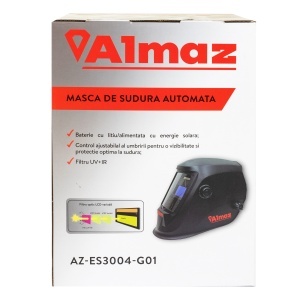 Almaz automatic welding helmet, 93x43mm viewing window, 2 sensors, welding, grinding - Img 5