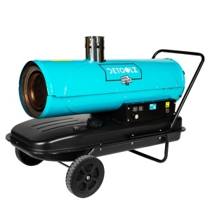 Detoolz 30 kW heater, flue, diesel-powered, 55-litre fuel tank, with wheels