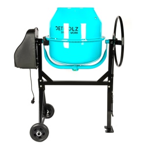 Detoolz concrete mixer, 140-litre capacity, 850W power, cast iron mixing drum, with wheels