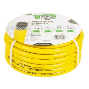 Micul Fermier water hose, 1/2" diameter, 20 m long, with connector, yellow