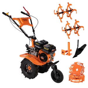 Tiller 7CP,212CC+adjustable wheel+metal wheels