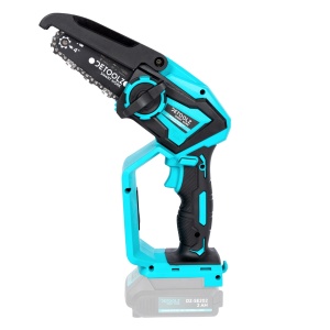 Detoolz 20V cordless mini chainsaw, angled