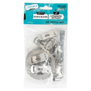 Detoolz metal cable tie roll, 3.5m, 8 fasteners