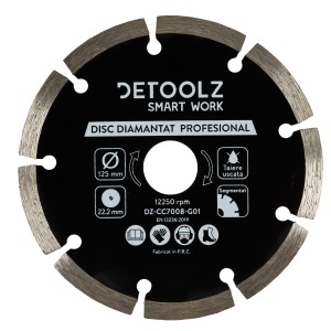 Detoolz segmented diamond blade 125x22.2mm, dry cutting