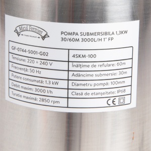 Submersible pump 1,3kW 30/60m 3000l/h 1" FP - Img 3