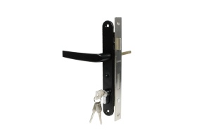 BLACK door lock with lock and saddles (yala) - Img 3