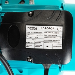 Detoolz 0.9 kW pressure booster, maximum flow rate 3300 l/h, maximum delivery head 45 m, cast iron pump body, 24-litre tank - Img 4
