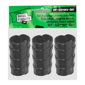 Set 6 clipsuri Micul Fermier pentru prindere folie solar, lungime 80mm, diametru fixare 32mm
