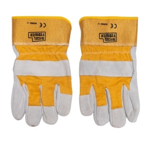 The Little Farmer work gloves, grey/yellow leather, size 10