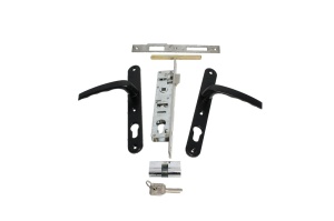 BLACK door lock with lock and saddles (yala)