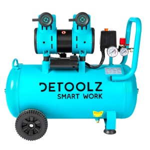 Detoolz oil-free compressor 50L, 1680 W, flow 214L/min, 8 bar, 2 air intakes