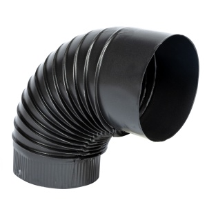 Elbow joint for wood-burning stove, 90°, 120 mm, matt grey