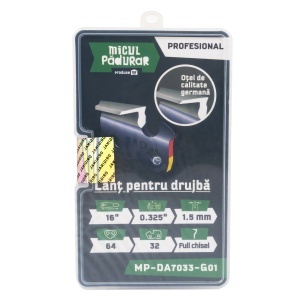Lant Micul Padurar Profesional, 16", pas .325", grosime pinten 1.5mm, 64 pinteni, 32 dinti, full-chisel - Img 2