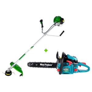 PACHET PROMO: Motocositoare Micul Fermier 4.76 CP cu 10 accesorii + Drujba Micul Padurar 2.6 CP