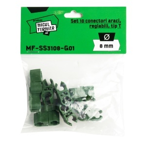 Set of 10 adjustable T-type connectors, 8 mm diameter, from Micul Fermier