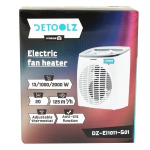 Detoolz 1000/2000W electric fan heater, plastic housing - Img 4
