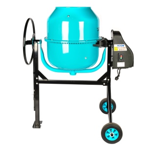 Detoolz concrete mixer, 200-litre capacity, 1200W power, cast iron mixing drum, with wheels