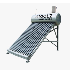 Detoolz unpressurised solar panel, 150-litre capacity, stainless steel, 15 tubes