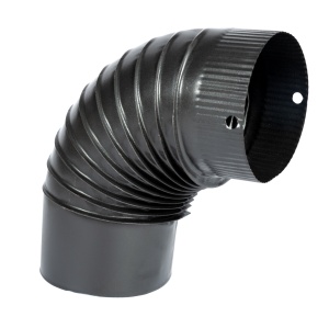 Elbow for wood-burning stove, 90°, 130 mm, matt grey