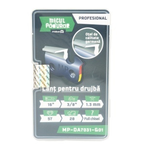 Micul Padurar Professional chain, 16", 3/8" pitch, 1.3 mm spike thickness, 57 spikes, 28 teeth, full-chisel