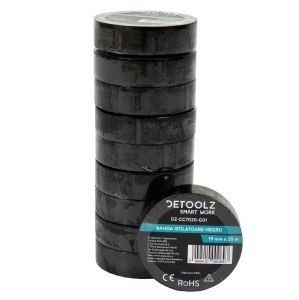 Set 10buc banda izolatoare Detoolz 19mm*20m NEGRU G01