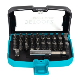 Detoolz bit set, 32 pieces, with magnetic extension, Cr-V steel